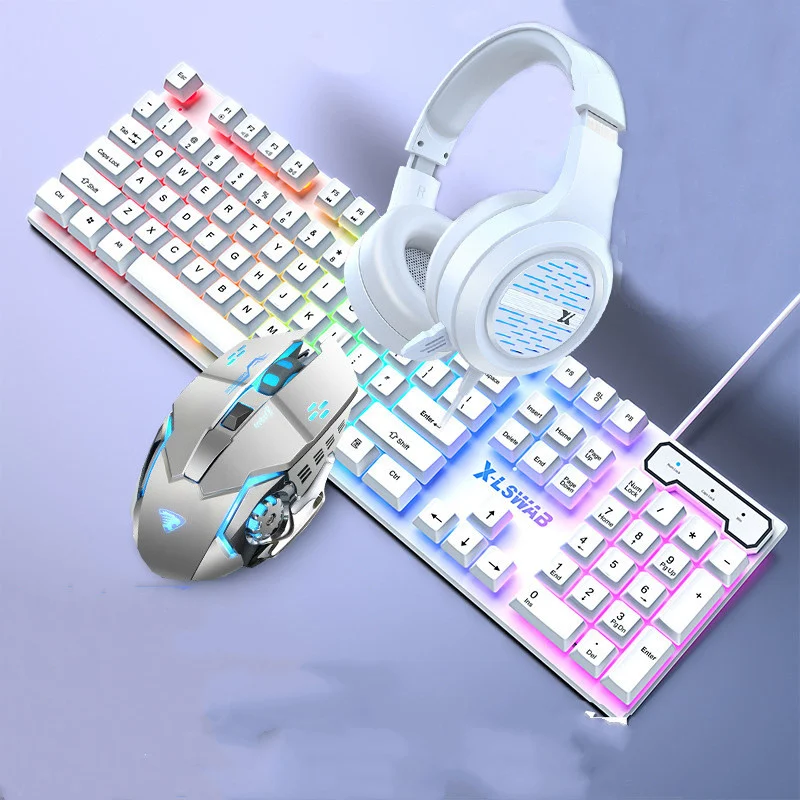 Keyboard Mouse Desktop Computer Manipulator Feel Wired Game Keyboard Set Office Set V