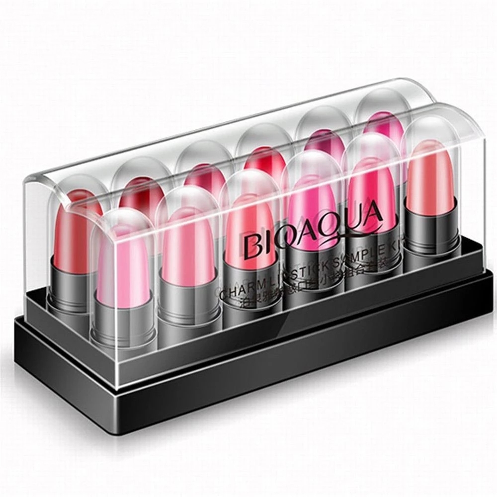 12pcs Set Lipsticks Long Lasting Mini Lipstick Lip Gloss Cream Moisturizing Beauty Lip Stick Sexy Color Fashion Lip Makeup 45g