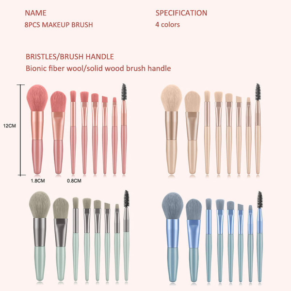 8pcs set Makeup Brush Set Professional Makeup Brush Set Soft Bristle Blusher Eyeshadow Brush Blending Concealer Tools
