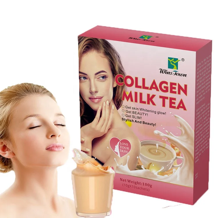 Collagen milk tea Customize beauty protein powder Instant powder face skin whitening tea with collagen
