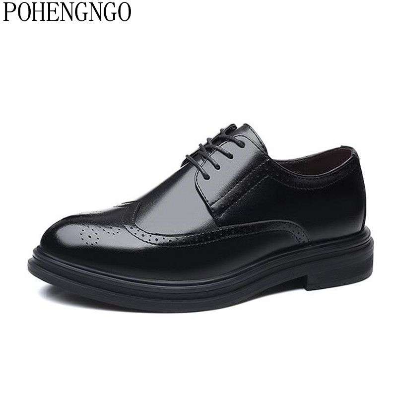 Genuine Leather Shoes Dress Shoes Classic Wedding Shoes Lace-up Leather Shoes..