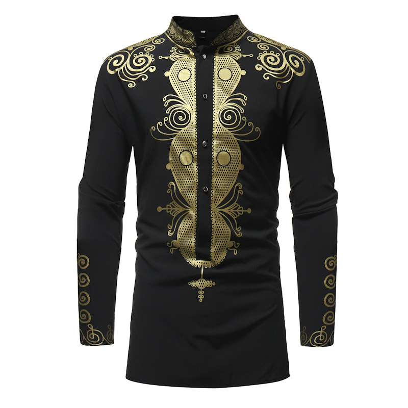 Men's Wear, African Style, Long Sleeved Shirt, Small Collar Coat