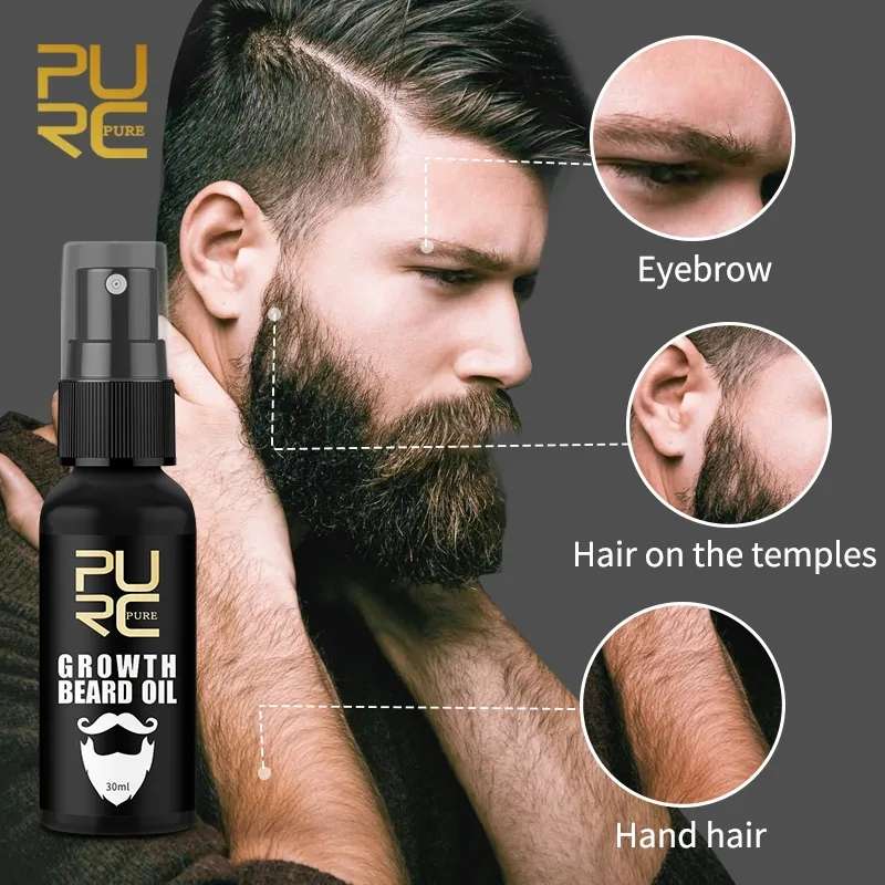 PURC Beard Growth Oil for Men Hair Growth Products Thickener Nourishing Beard Grooming Treatment Beard Care ...