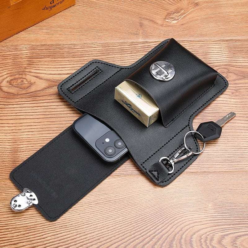 Fashionable leather men's waist bag mobile phone bag multi-function waterproof belt bag v3