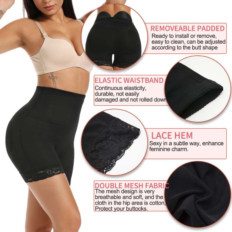 Womens Padded Shapewear Hip Enhancer Shorts High Waist Body Shaper Panty Padded Pad Butt Lifter Booty Waist Trainer Control.