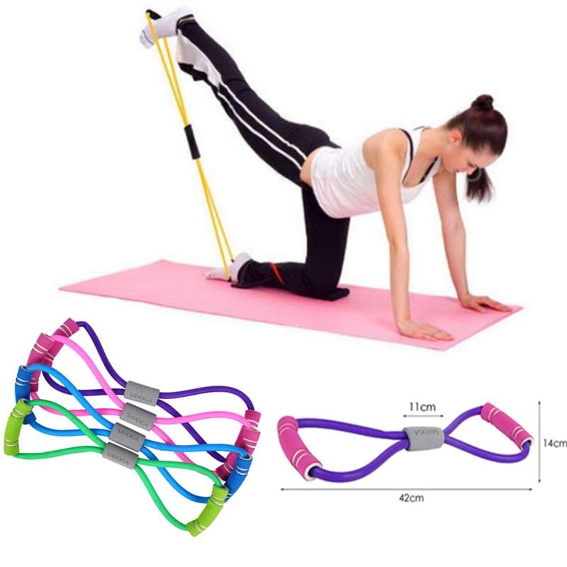 Yoga Gum Fitness Resistance 8 Word Chest Expander Rope Workout Muscle Trainning Rubber Elastic Bands for Sports Exercise..