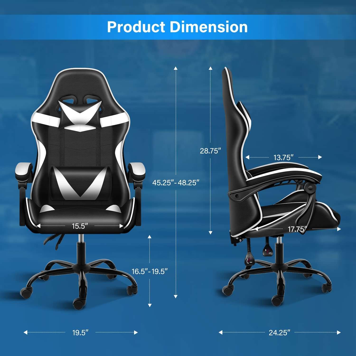 YSSOA Gaming Chair, Big and Tall Gamer Chair, Racing Style Adjustable Swivel Office Chair, Ergonomic Video Game Chairs with Headrest and Lumbar Support 1