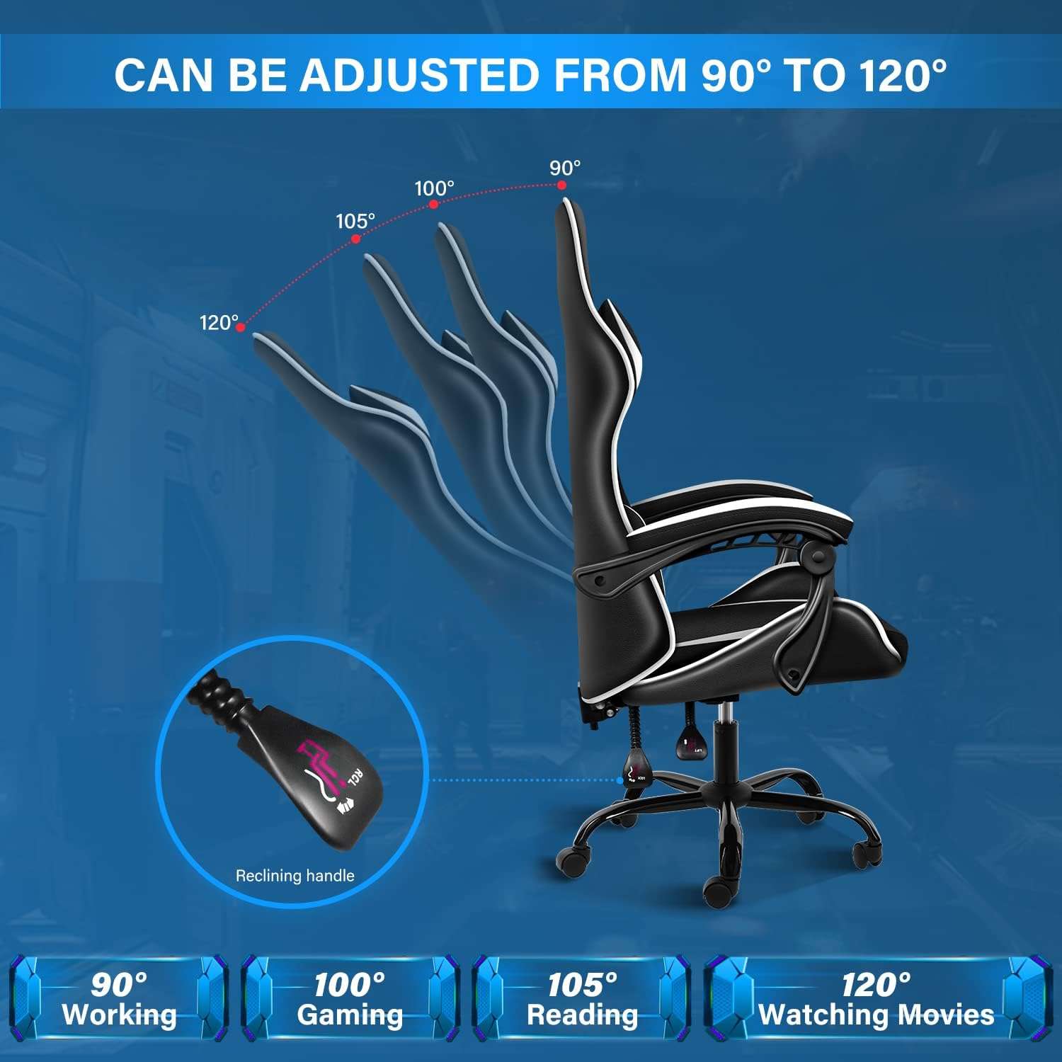 YSSOA Gaming Chair, Big and Tall Gamer Chair, Racing Style Adjustable Swivel Office Chair, Ergonomic Video Game Chairs with Headrest and Lumbar Support 3