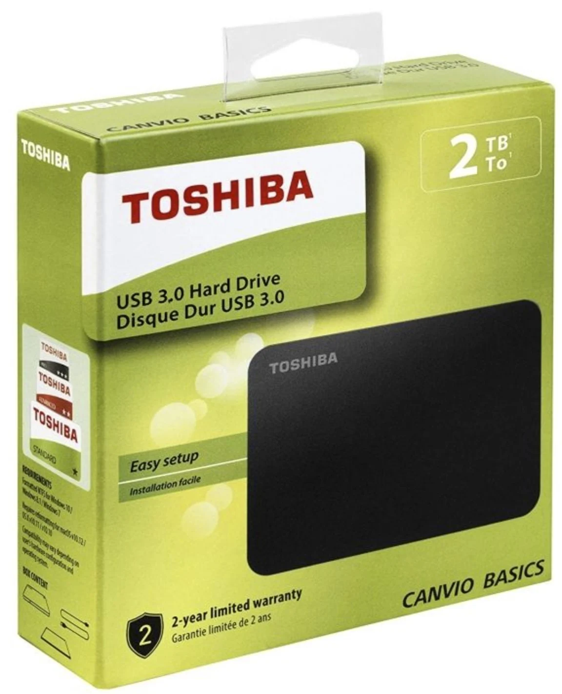 Toshiba Canvio Basics external hard drive 1TB 2TB 4TB USB 3.0 Compatible with 2.0 3.1 Windows