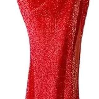 Sequin Sweetheart Mermaid Prom Dresses Long Strapless Sexy Slit Formal Evening Party Gowns with Train 2023 (Red Color)