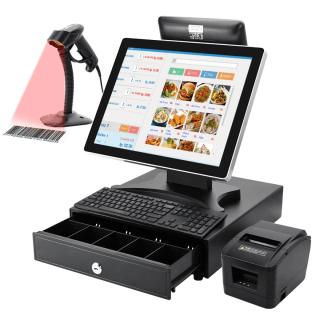 Full Metal case Foldable POS System Commercial Restaurant Pos Touch Screen Cash Register 15 Inch 15+10 Inch Dual Screen